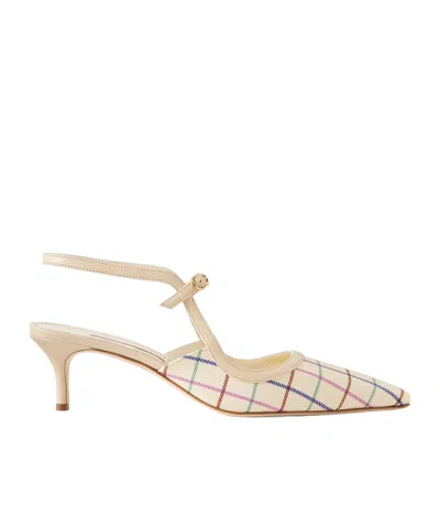 Manolo Blahnik Atochas 50 Leather-trimmed Checked Canvas Pumps In Brown