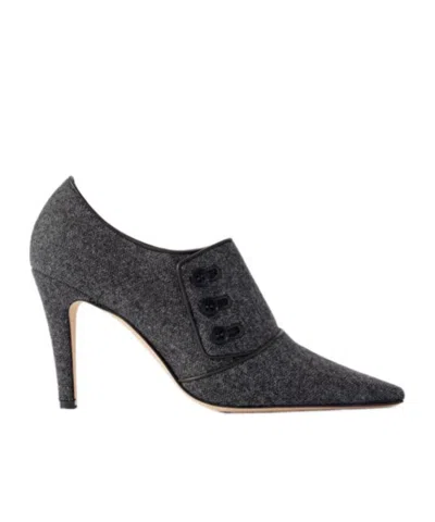 Manolo Blahnik Leather-trimmed Tweed Pumps In Black
