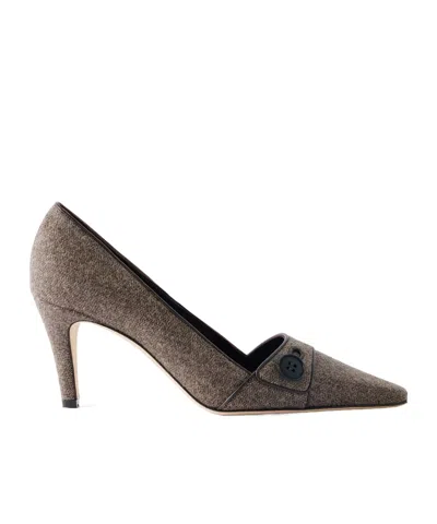 Manolo Blahnik Leather-trimmed Tweed Pumps In Brown