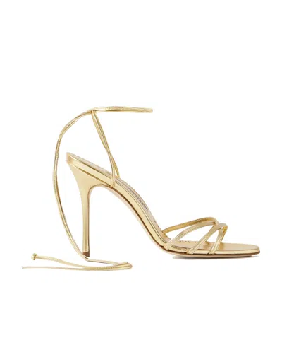 Manolo Blahnik Leva 105 Metallic Leather Sandals In Gold