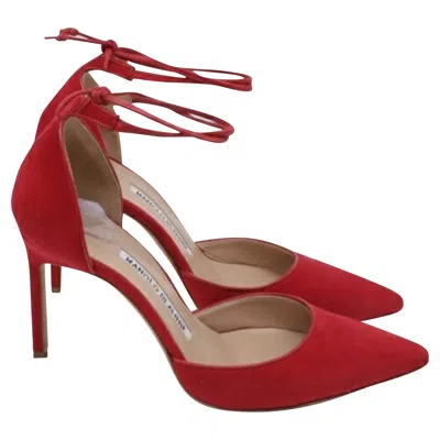 Manolo Blahnik Leyan Pointed-toe Pumps In Red Suede