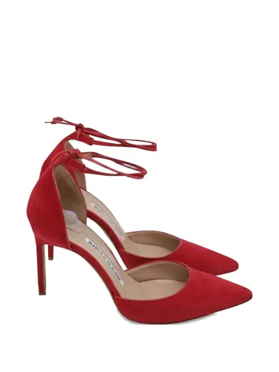 Pre-owned Manolo Blahnik Leyan Pointed-toe Pumps In Red