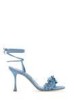 Manolo Blahnik 90mm Flower-embellished Lace-up Heeled Sandals