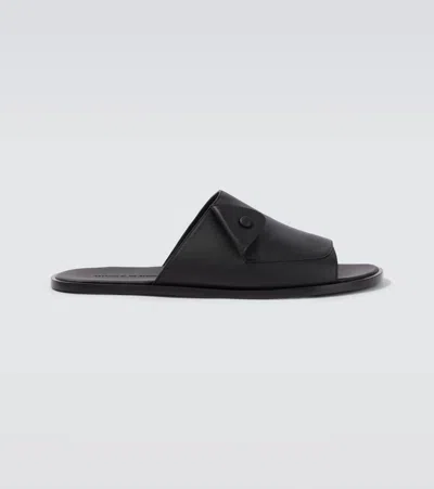 Manolo Blahnik Lino Leather Sandals In Black