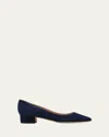 Manolo Blahnik Lista Suede Block-heel Pumps In Navy