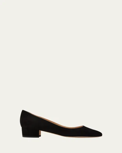 Manolo Blahnik Lista Suede Pumps In Black