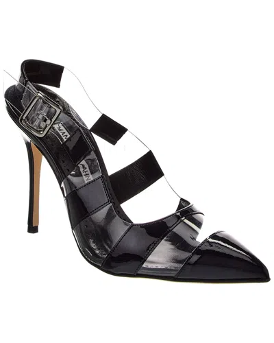 Manolo Blahnik Lixra 100 Vinyl & Patent Pump In Black