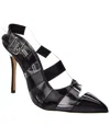 Manolo Blahnik Lixra 100 Vinyl & Patent Pump In Blue