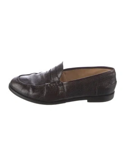 Pre-owned Manolo Blahnik Lizard Loafers In Brown