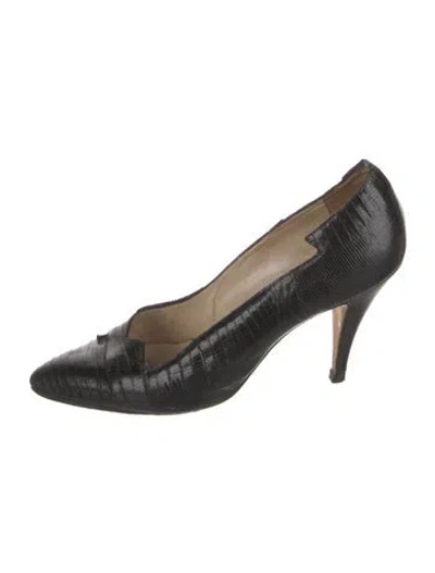 Pre-owned Manolo Blahnik Lizard Pumps In Black