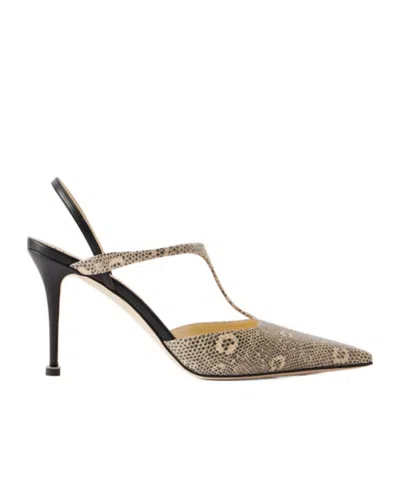 Manolo Blahnik Titon 90 Lizard-effect Leather Slingback Pumps In Black