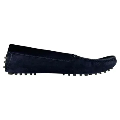 Manolo Blahnik Loafers In Navy Blue Suede