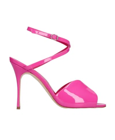 Manolo Blahnik Logo High-heeled Sandals In Pink