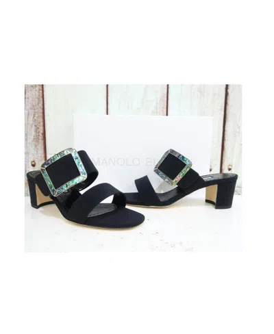 MANOLO BLAHNIK LOGO HIGH-HEELED SANDALS