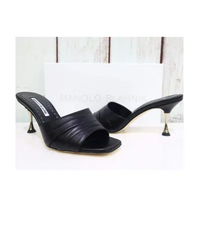 Manolo Blahnik Logo High-heeled Sandals In Black
