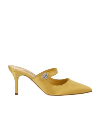 Manolo Blahnik Yellow Camparimu Jewel Heels In 8130 Mora