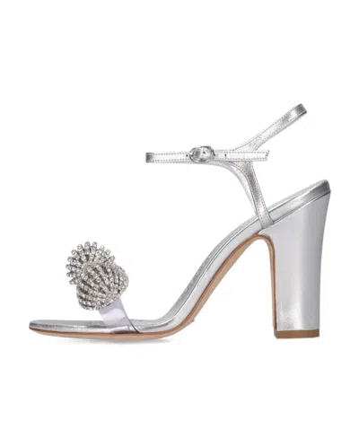 Manolo Blahnik Logo High-heeled Sandals In Gray
