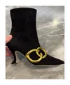 Manolo Blahnik Logo High-heeled Short Boots In Black