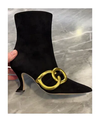 Manolo Blahnik Logo High-heeled Short Boots In Black