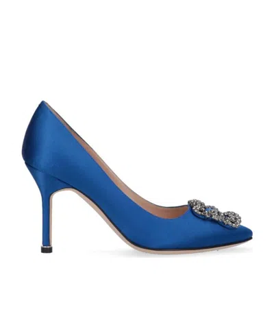 Manolo Blahnik Logo High Heels In Blue