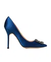Manolo Blahnik Hangisi Crystal-embellished 120mm Pumps In Blue