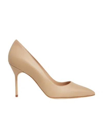 Manolo Blahnik Logo High Heels In Nude