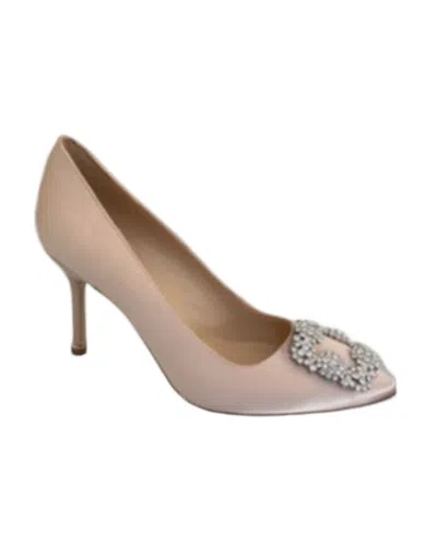 Manolo Blahnik Logo High Heels In Nude