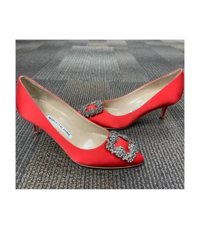 Manolo Blahnik Logo High Heels In Red