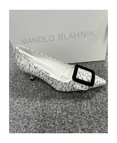 Manolo Blahnik Logo High Heels In White
