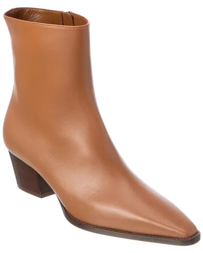 Manolo Blahnik Logo Leather Boot In Brown