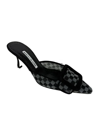 Manolo Blahnik Logo Muller High Heels In Black