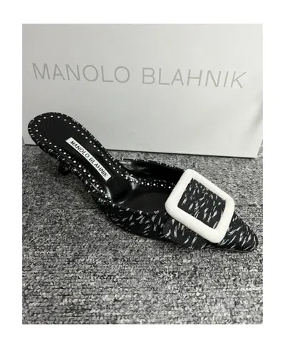 Manolo Blahnik Logo Muller High Heels In Black
