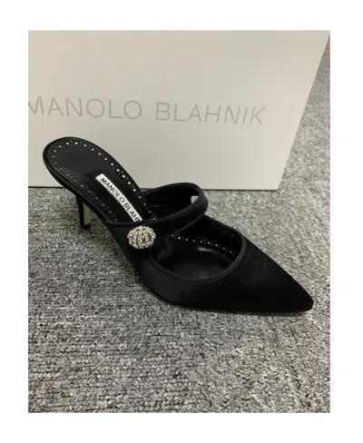 Manolo Blahnik Logo Muller High Heels In Black
