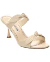 Manolo Blahnik Natural Bow Slip On Heels In White