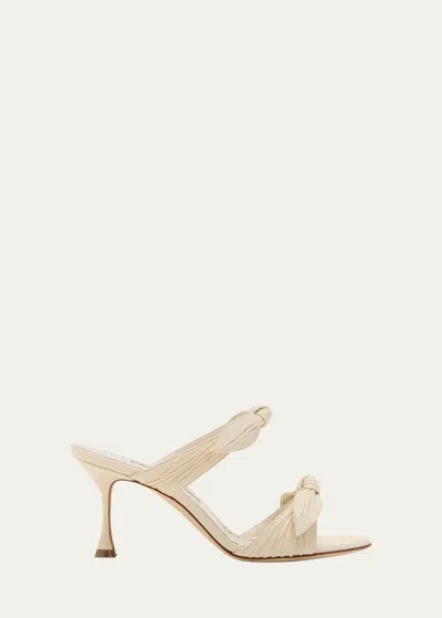 Manolo Blahnik Lollo Knotted Bow Slide Sandals In Lcrm1304