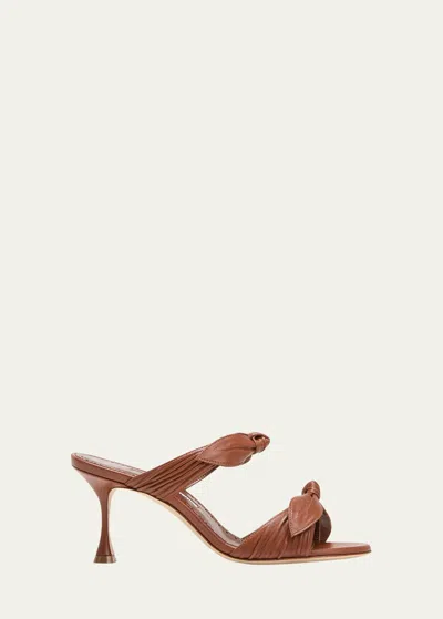 Manolo Blahnik Lollo Knotted Bow Slide Sandals In Mbrw2107