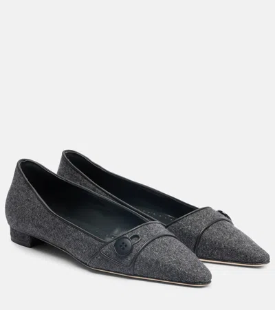 Manolo Blahnik Lulamae Ballet Flats In Gray