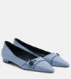 Manolo Blahnik Lulamae Herringbone Ballet Flats In Blue