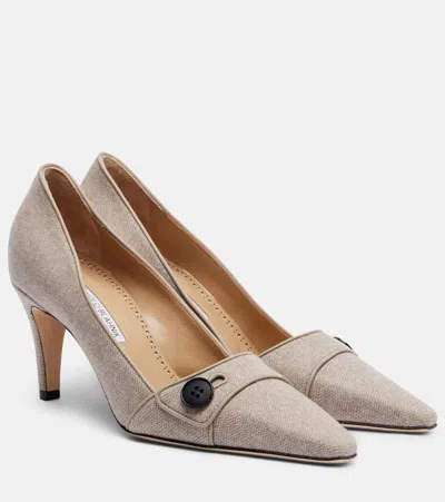 Manolo Blahnik Lulumae 70 Herringbone Pumps In Gray