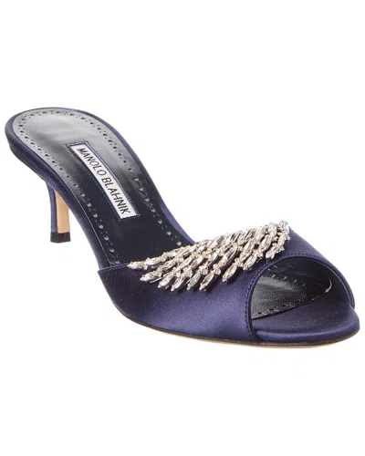 Manolo Blahnik Lumada 50 Satin Mule In Blue