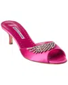 Manolo Blahnik Lumada 50 Satin Mule In Pink