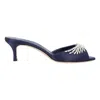 Manolo Blahnik Lumada 50 Navy Satin Mules In Blue