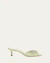 Manolo Blahnik Lumada Silk Crystal Mule Sandals In Light Green