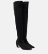 Manolo Blahnik Lupasca Suede Over-the-knee Boots In Black