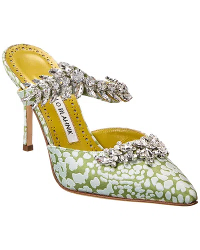 Manolo Blahnik Lurum 90 Jacquard Mule In Green