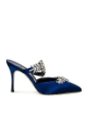 Manolo Blahnik 90mm Lurum Velvet Mules In Blue
