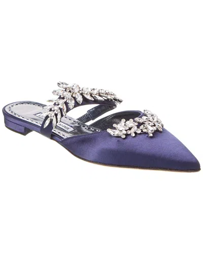 Manolo Blahnik Lurum Satin Flat In Blue