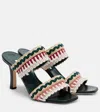 Manolo Blahnik Mabeco 90 Leather-trimmed Knitted Mules In Multi