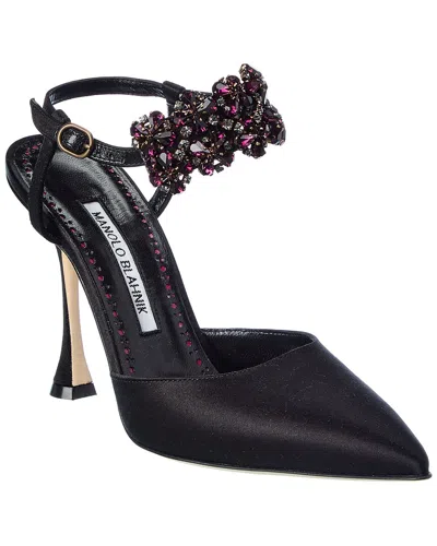 Manolo Blahnik Mabina 105 Satin Pump In Black