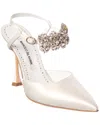 Manolo Blahnik Mabina 105 Satin Pump In White
